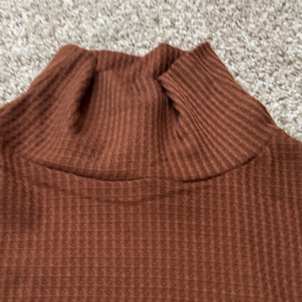 Rust Ribbed Turtleneck Sweater - Picture 3 of 6